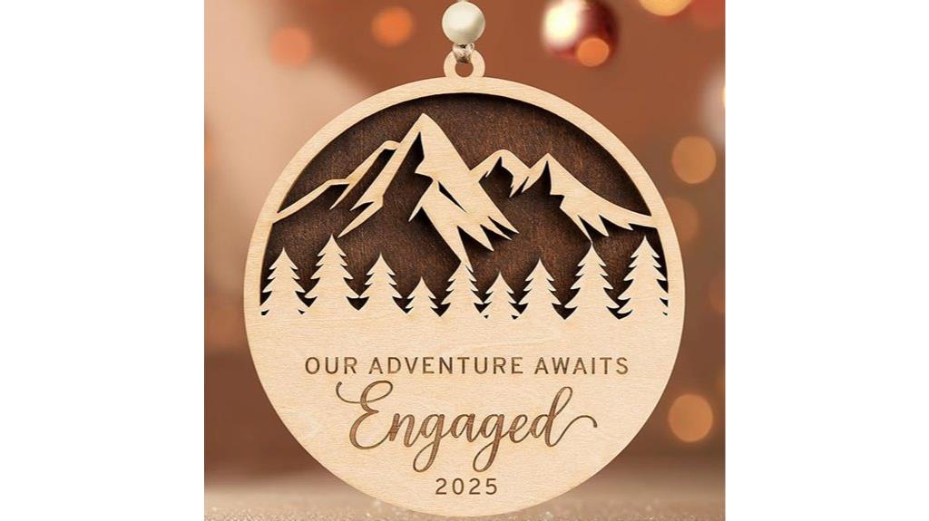 wooden engagement christmas ornament