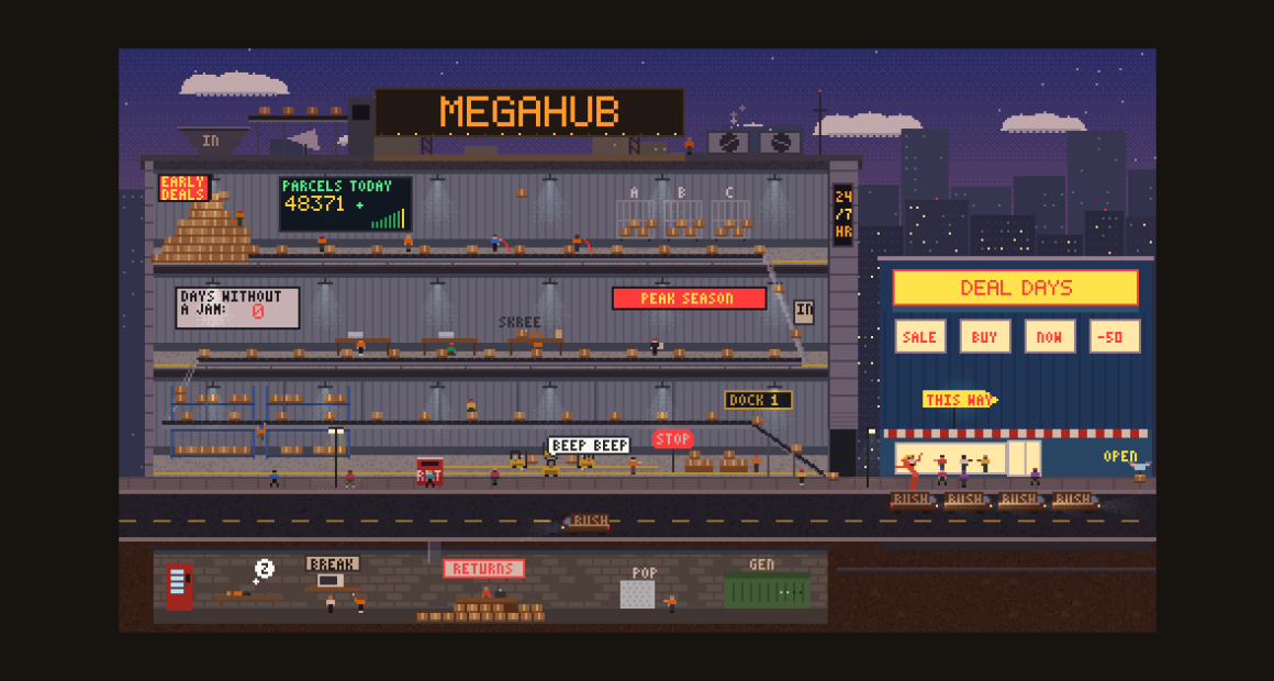 Parcel Rush: A Living Pixel-Art Scene Where Pop Culture Meets AI